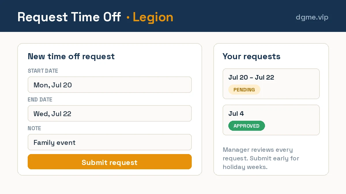 DGME Legion time off request