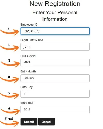 First time user registration
